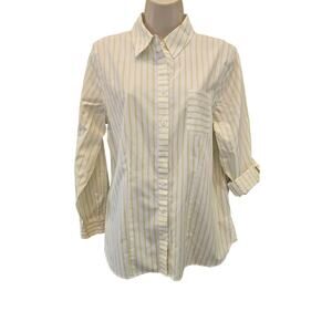 Chicos 1 (M) no iron business casual roll tab sleeve button up EUC career top +